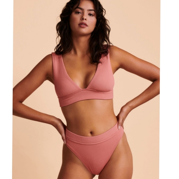 Billabong Sand Dunes Ribbed Bikini Set Dusty Rose - Picture 3 of 15